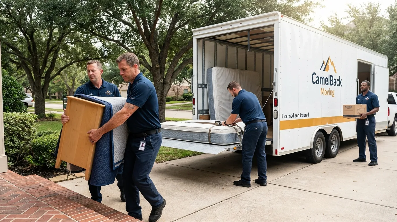 Crew loading residential truck for cross-state move from Powell, OH