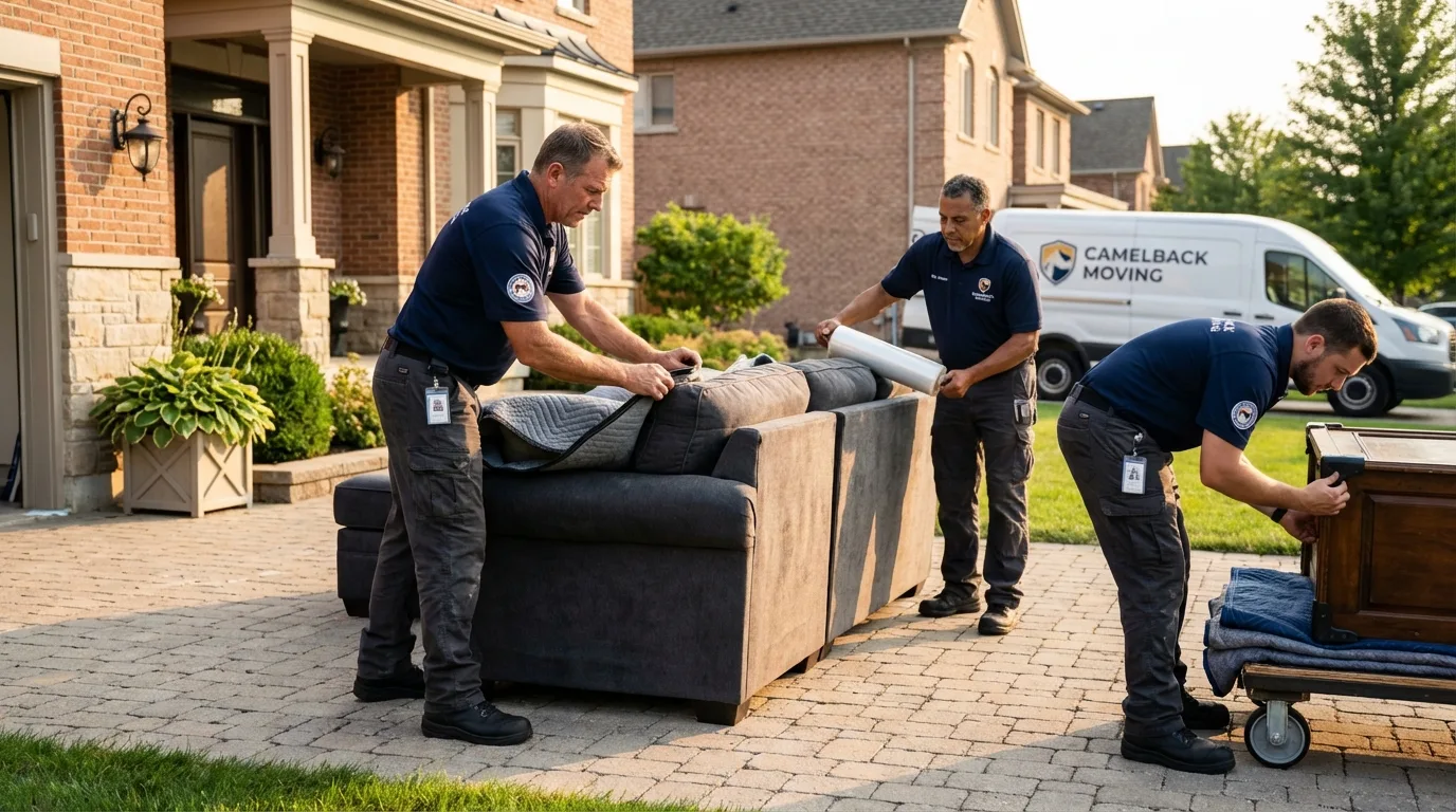 Large estate moving crew wrapping furniture in Powell, OH